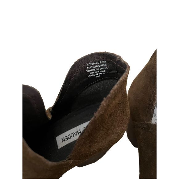 SZ 8.5M STEVE MADDEN ADELPHIE GENUINE Suede Ankle Boot / Bootie in Chestnut Brow - Picture 7 of 9